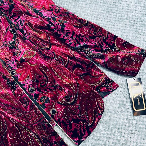 Vintage R&K Evening Gorgeous Purple Crushed Velour Paisley Evening Jacket Blazer - Picture 4 of 7